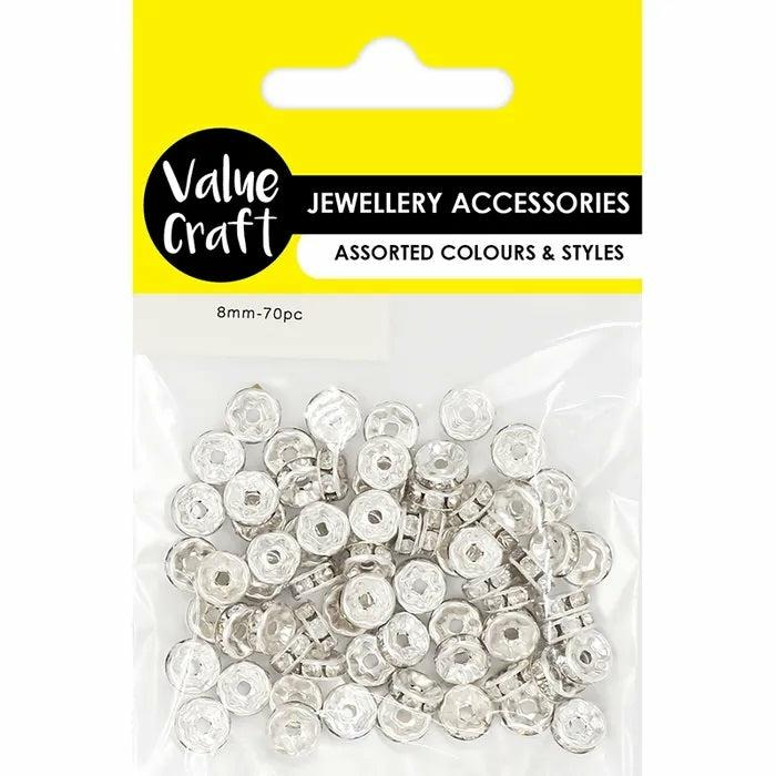 Bead Caps & Spacers |   8Mm Rondells With Diamante Bead Caps & Spacers Bead Caps & Spacers