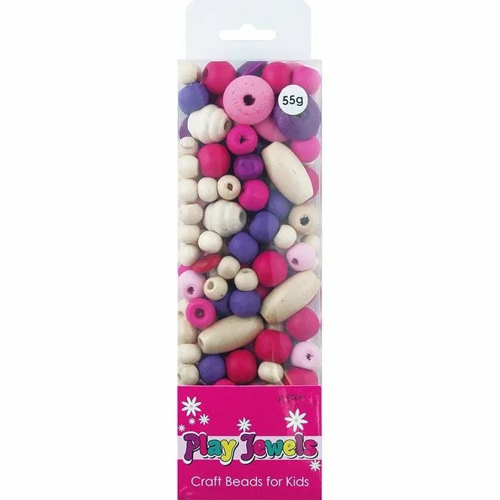 Bead Kits |   Pink – Purple – White Colours Blister Pack Wood Beads Bead Kits Bead Kits