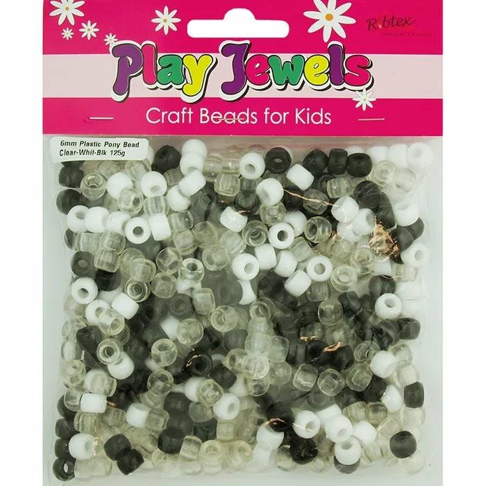 Beads |   6Mm Clear, White & Black Colours Pony Beads Beads Beads