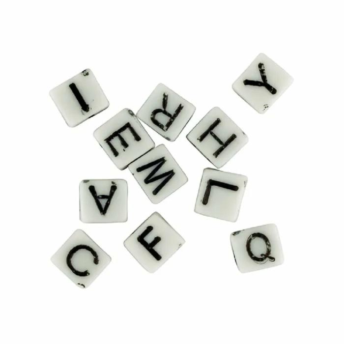 Beads |   6Mm White Colour Cube Alphabet Beads Beads Beads