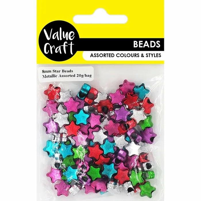 Beads |   8Mm Bright Metallic Star Beads Beads Beads