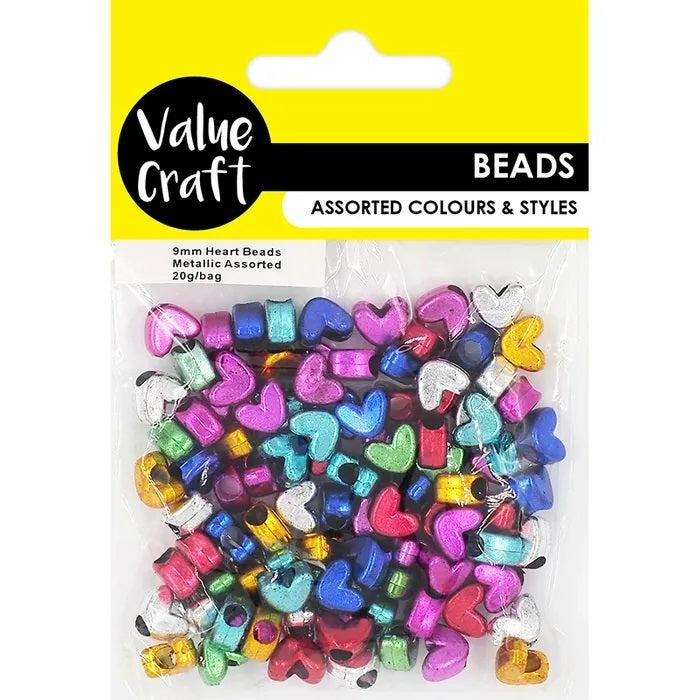 Beads |   9Mm Bright Metallic Heart Beads Beads Beads