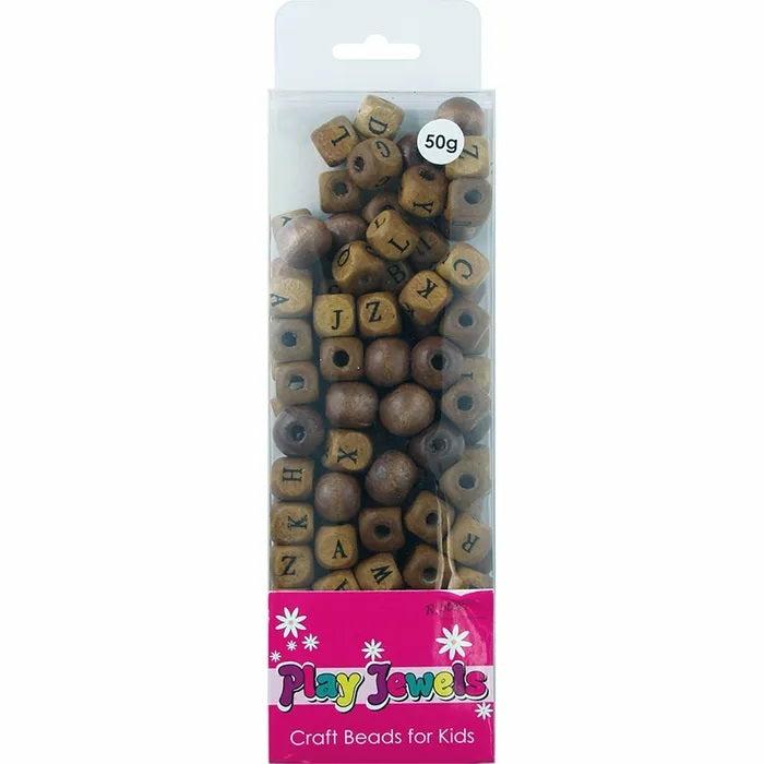 Beads |   Dark Brown Colour Alphabet & Round Blister Pack Wood Beads Bead Kits Bead Kits