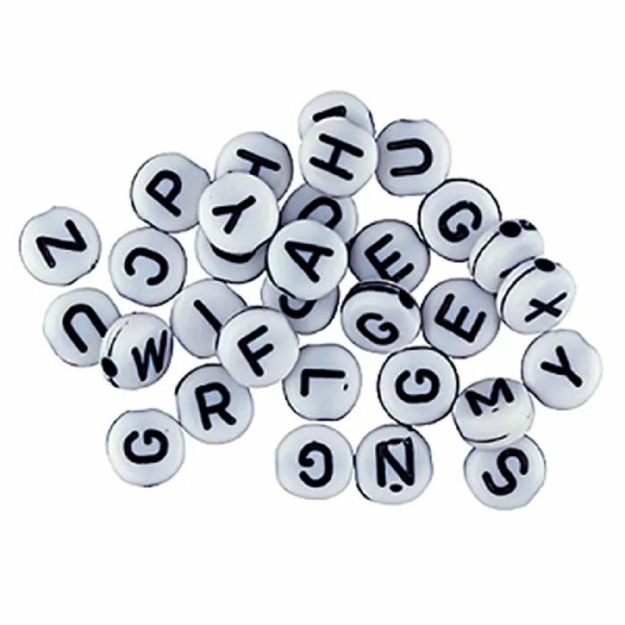 Beads |   White Colour Round Alphabet Beads Beads Beads