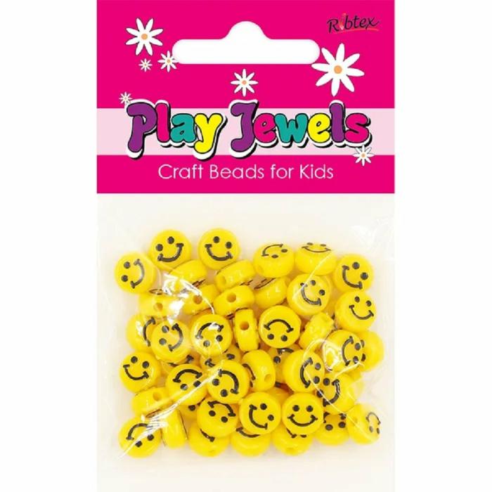 Beads |   Yellow Colour Round Emoji Beads Beads Beads