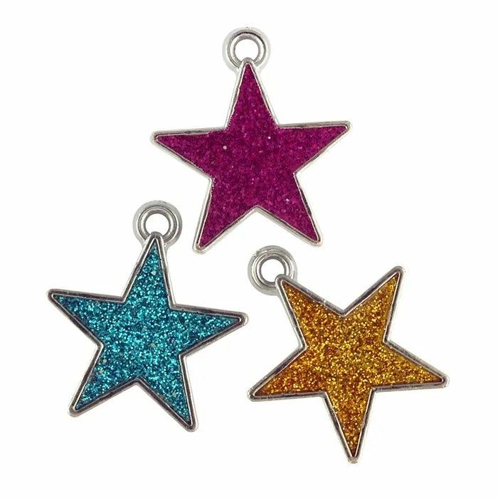 Charms & Pendants |   25Mm Glitter Star Shape Charms Charms & Pendants Charms & Pendants