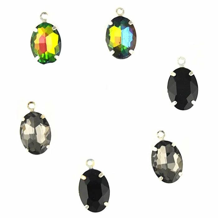 Charms & Pendants |   Assorted Black Colours Oval Rhinestone Pendant Charms Charms & Pendants Charms & Pendants