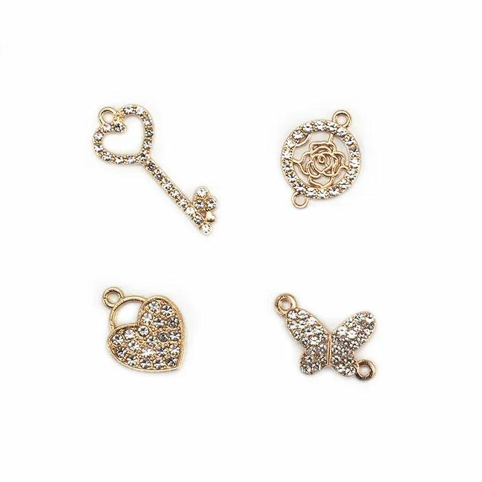 Charms & Pendants |   Assorted Love Designs Diamante Charms Set Charms & Pendants Charms & Pendants