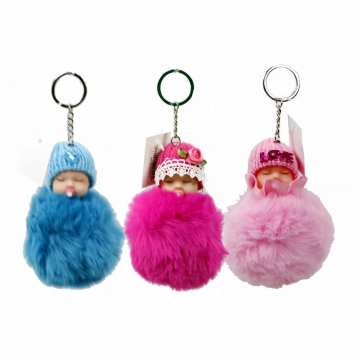 Charms & Pendants |   Cute Sleeping Baby Doll Keychain (Available In 6 Colours) Charms & Pendants Baby Pink - Flower