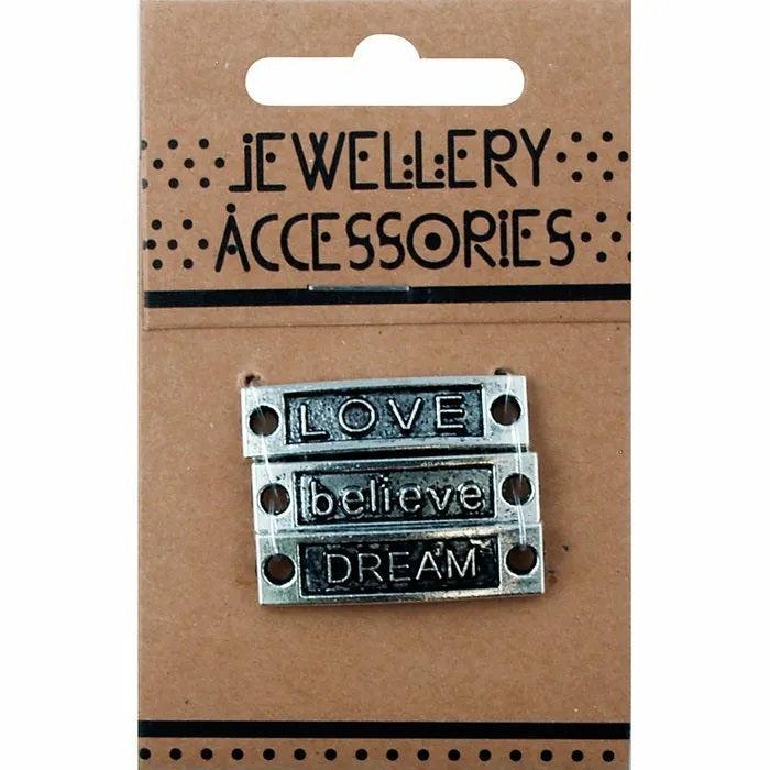 Charms & Pendants |   Rectangular Love, Believe & Dream Charms (Available In 2 Colours) Charms & Pendants Charms & Pendants