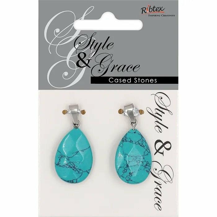 Charms & Pendants |   Turquoise Stone Teardrop Facet Pendant Charms & Pendants Charms & Pendants