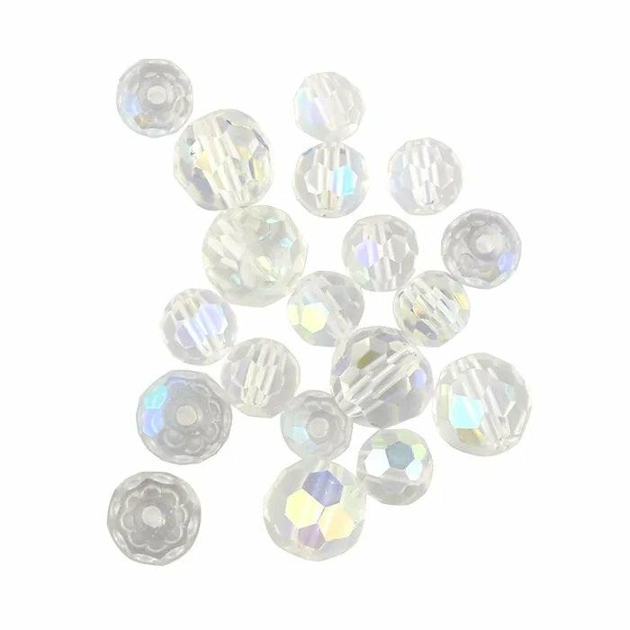 Glass Beads |   6Mm – 8Mm Glass Round Facet Bead (Available In 2 Colours) Glass Beads Crystal