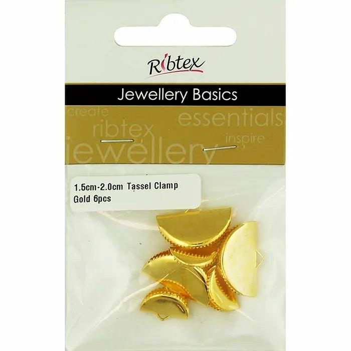 Jewellery Making Basics |   1.5Cm & 2Cm Metal Alloy Tassel Clamps (Available In 2 Colours) Jewellery Making Basics Gold