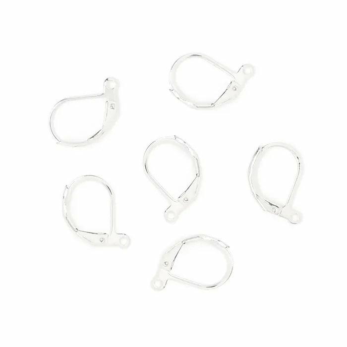 Jewellery Making Basics |   13Mm Silver Colour Earring Hook With Lever Back Jewellery Making Basics Jewellery Making Basics