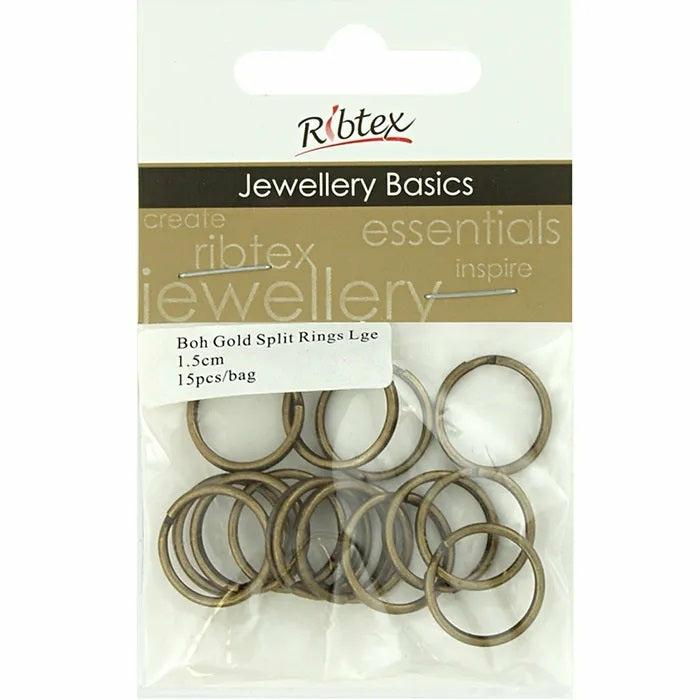 Jewellery Making Basics |   16Mm Metal Alloy Split Rings (Available In 2 Colours) Jewellery Making Basics Boho Gold