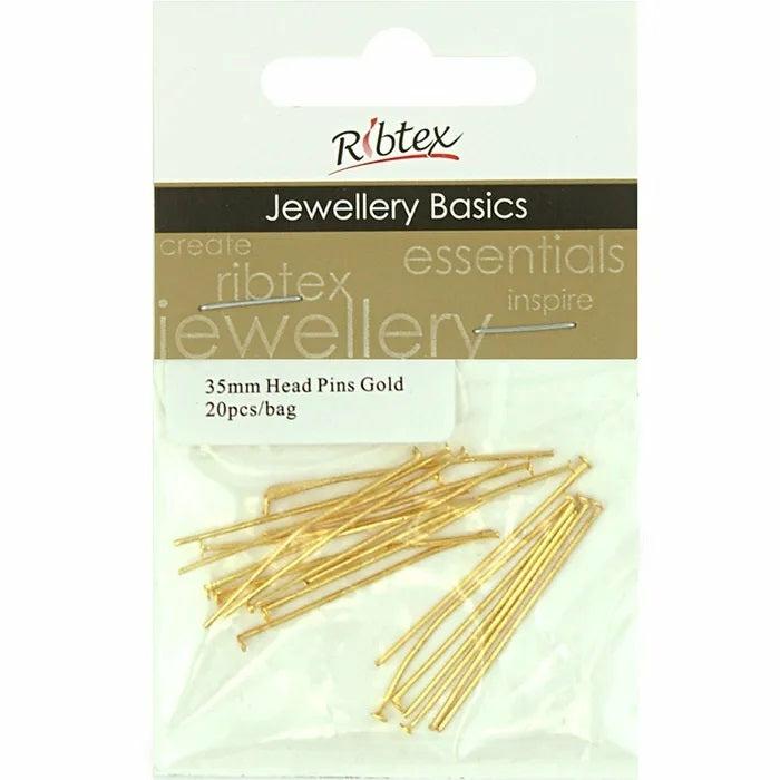 Jewellery Making Basics |   35Mm Metal Alloy Head Pins (Available In 5 Colours) Jewellery Making Basics Boho Gold