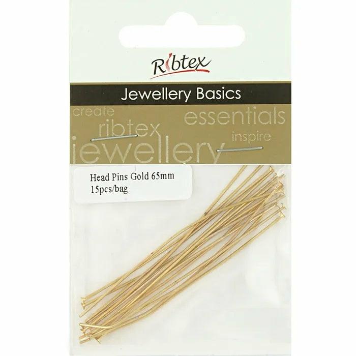 Jewellery Making Basics |   65Mm Metal Alloy Head Pins (Available In 2 Colours) Jewellery Making Basics Gold