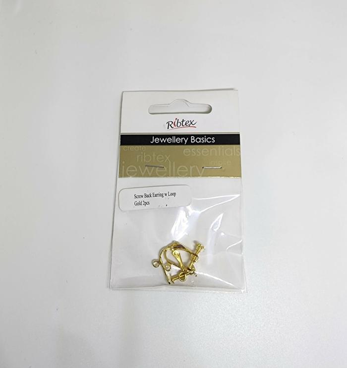 Jewellery Making Basics |   Gold Colour Screw Back Earring With Loop Jewellery Making Basics Jewellery Making Basics