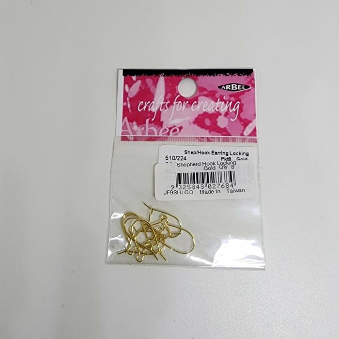 Jewellery Making Basics |   Gold Colour Shepherd Earring Hook With Locking Jewellery Making Basics Jewellery Making Basics