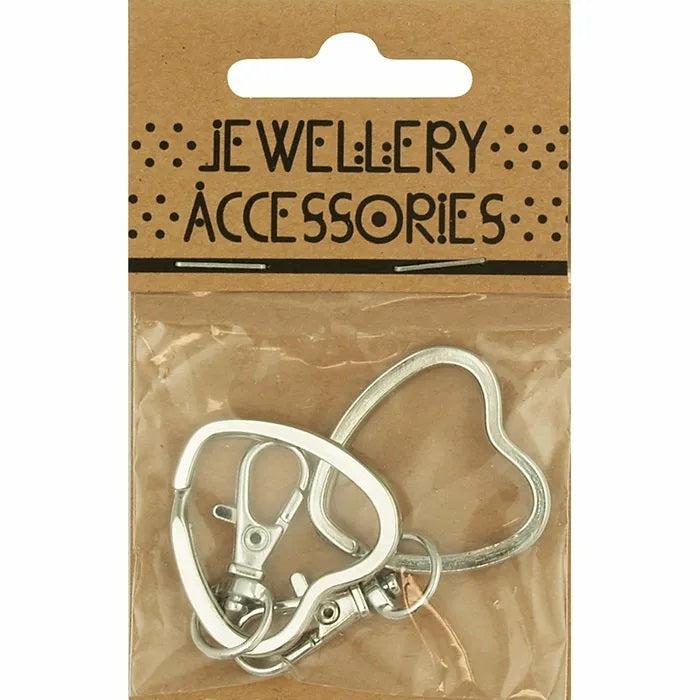 Keychain Making Supplies |   Metal Alloy Heart Shape Split Ring With Swivel Clasp Jewellery Making Supplies Keychain Making Supplies