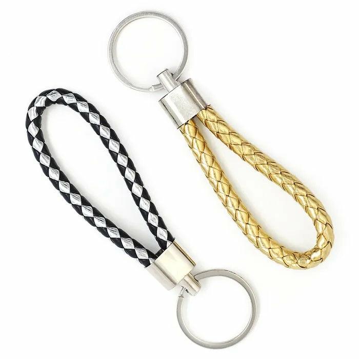 Keychain Making Supplies |   Metallic Colour Woven Pu Keychains Jewellery Making Supplies Keychain Making Supplies