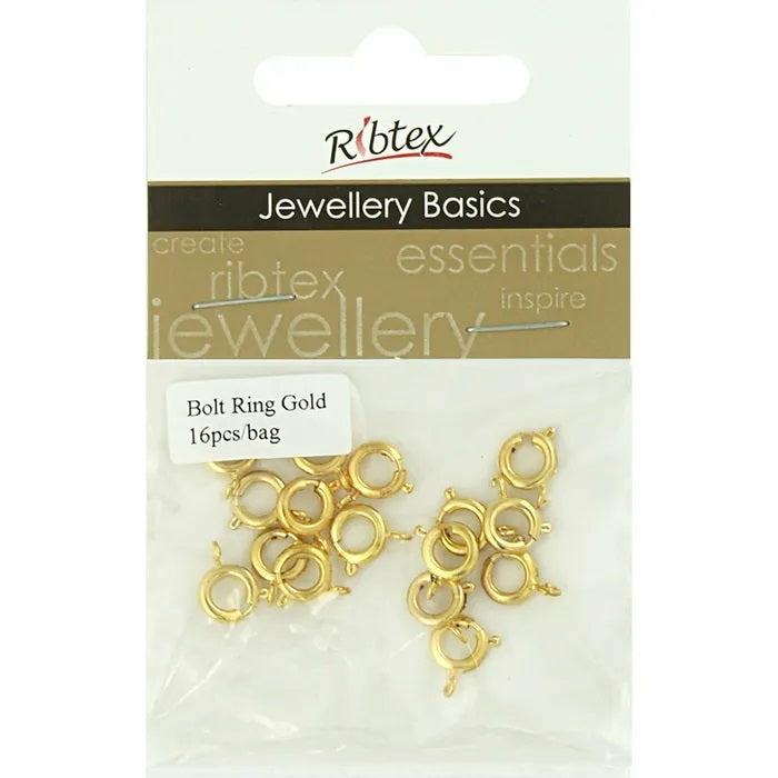 Necklace & Bracelets Making Supplies |   8Mm Metal Alloy Bolt Ring Clasp (Available In 2 Colours) Jewellery Making Basics Gold