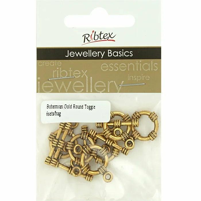 Necklace & Bracelets Making Supplies |   Boho Gold Colour Metal Alloy Circle Shape Toggle Clasp Jewellery Making Basics Jewellery Making Basics