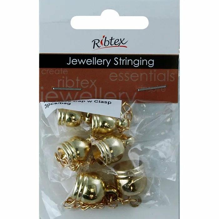 Necklace & Bracelets Making Supplies |   Metal Alloy Necklace Cap With Clasp (Available In 2 Colours) Jewellery Making Supplies Gold