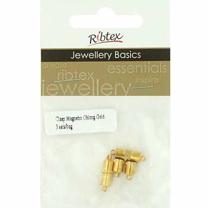 Necklace & Bracelets Making Supplies |   Metal Alloy Oblong Magnetic Clasp (Available In 2 Colours) Jewellery Making Basics Gold