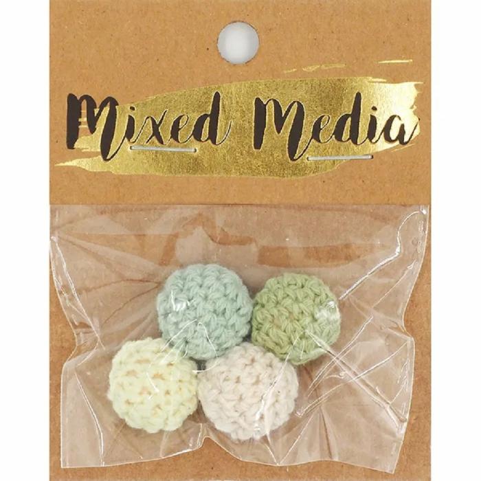 Other Beads |   16Mm Greens Knitted Beads Jewellery Making Supplies Other Beads