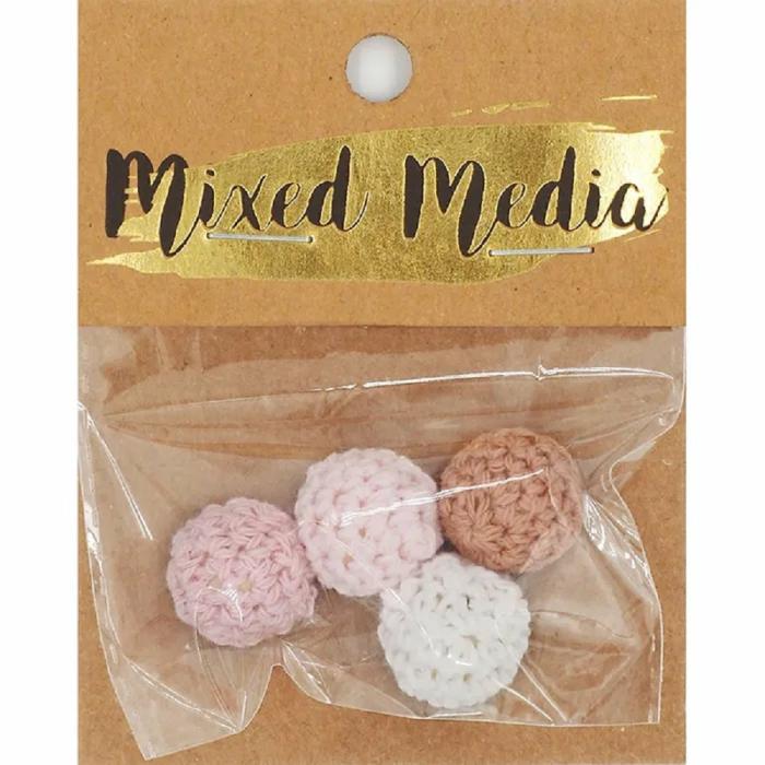 Other Beads |   16Mm Pinks Knitted Beads Jewellery Making Supplies Other Beads