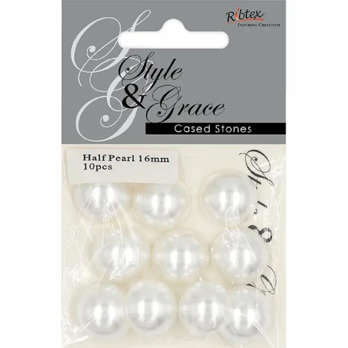 Other Beads |   16Mm Style & Grace Half Pearl Jewellery Making Supplies Other Beads