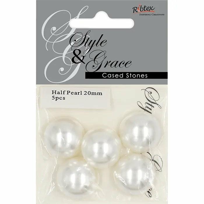 Other Beads |   20Mm Style & Grace Half Pearl Jewellery Making Supplies Other Beads