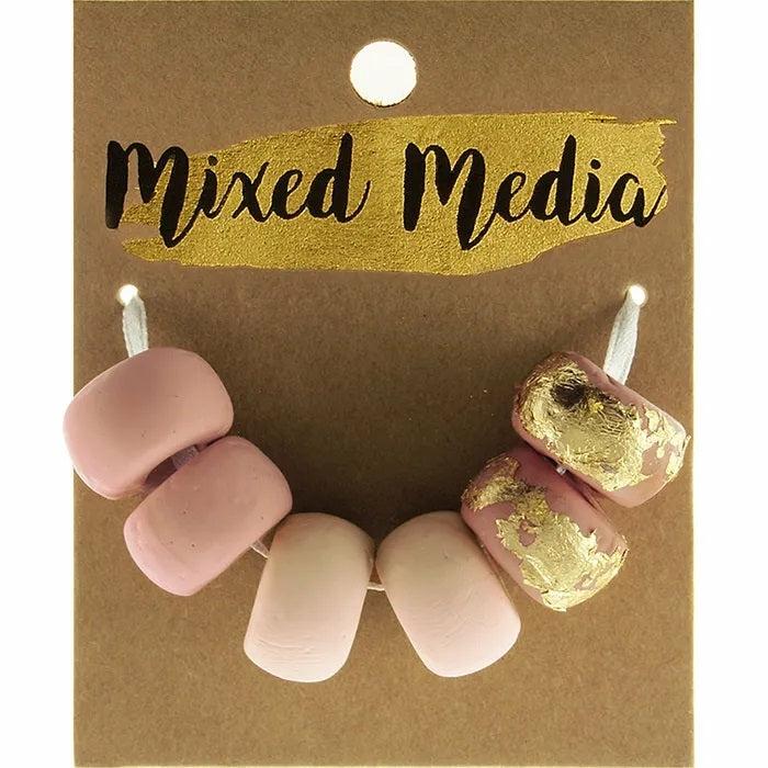 Other Beads |   Blush Rose With Metallic Gold Clay Beads Jewellery Making Supplies Other Beads