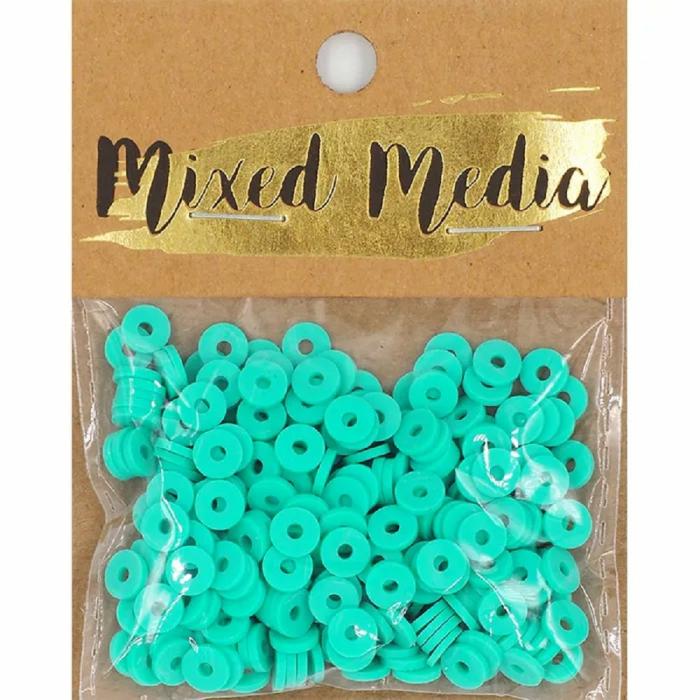 Other Beads |   Bright Greeny Blue Poly Clay Heishi Beads Jewellery Making Supplies Other Beads