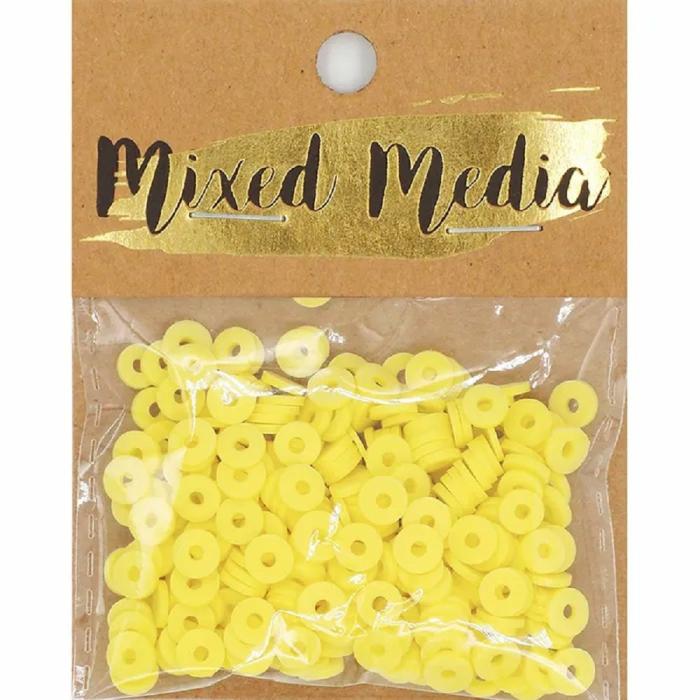 Other Beads |   Bright Yellow Poly Clay Heishi Beads Jewellery Making Supplies Other Beads