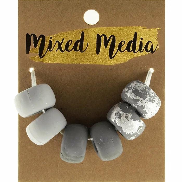 Other Beads |   Greys With Metallic Silver Clay Beads Jewellery Making Supplies Other Beads