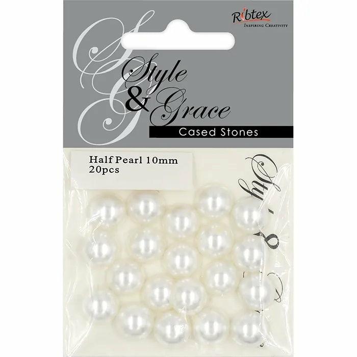 Pearl Beads |   10Mm Style & Grace Half Pearl Jewellery Making Supplies Other Beads