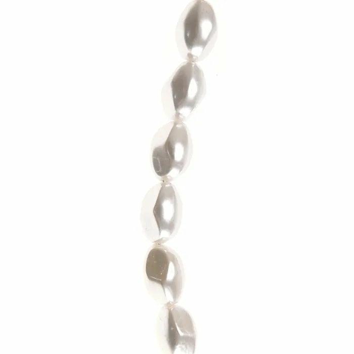 Pearl Beads |   18Mm Oblong Dimpled Pearl Strung Beads Jewellery Making Supplies Pearl Beads