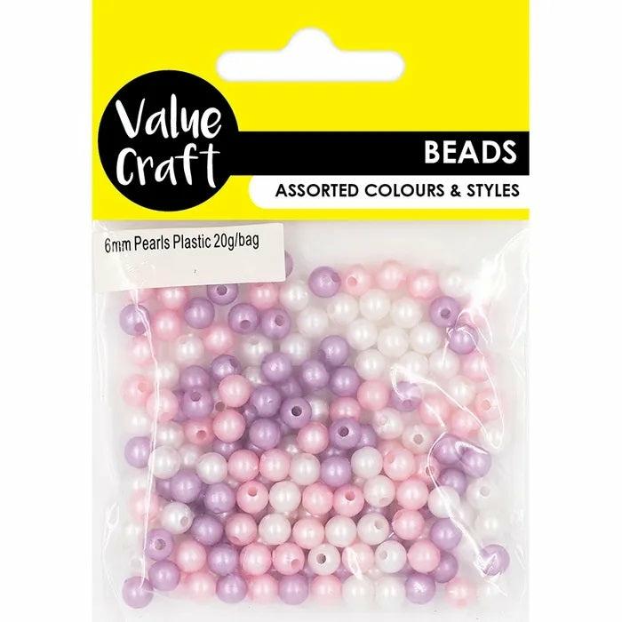 Pearl Beads |   6Mm Assorted Colours Plastic Pearl Beads Jewellery Making Supplies Pearl Beads