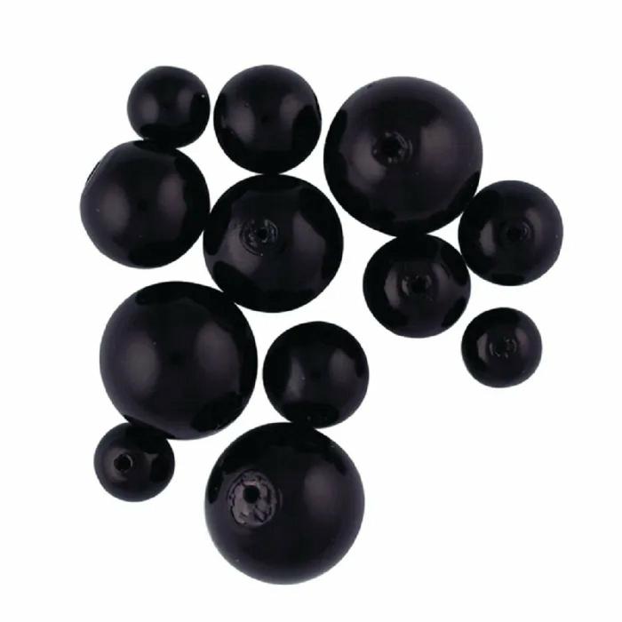 Pearl Beads |   Black Colour Glass Pearl Beads Jewellery Making Supplies Pearl Beads