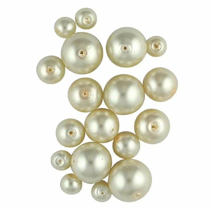 Pearl Beads |   Ivory Colour Glass Pearl Beads Jewellery Making Supplies Pearl Beads