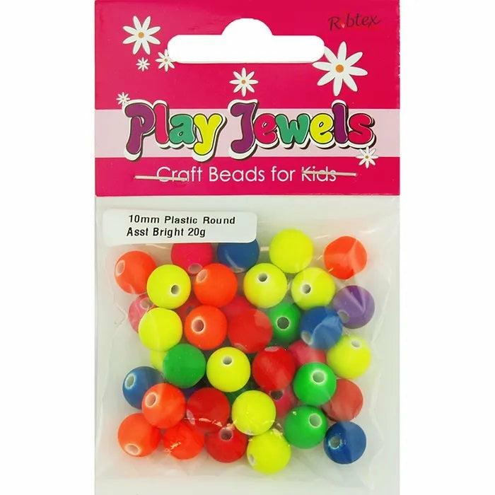 Plastic Beads |   10Mm Assorted Colours Plastic Round Beads Jewellery Making Supplies Plastic Beads