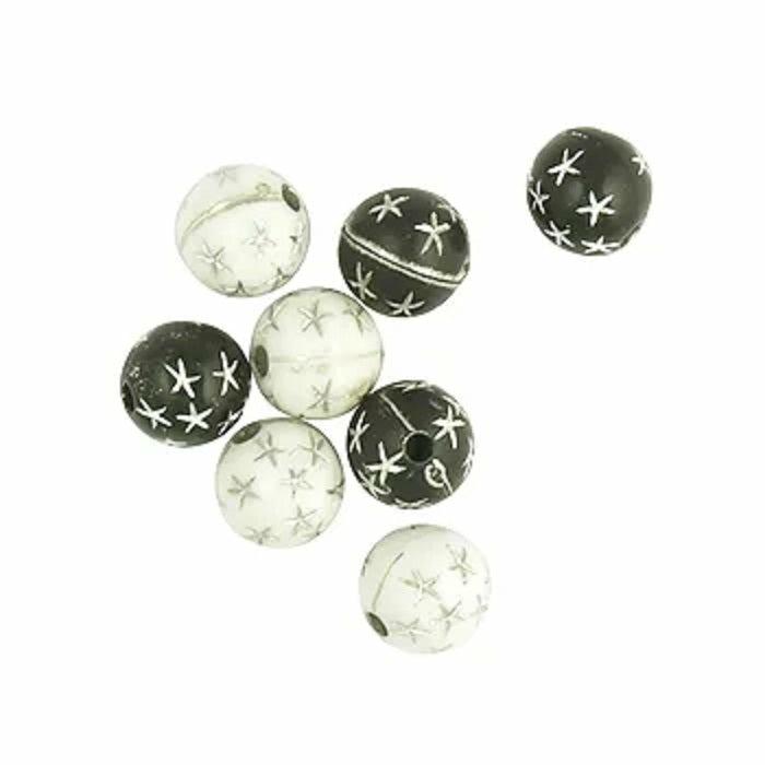 Plastic Beads |   10Mm Plastic Round Bead With Stars Jewellery Making Supplies Plastic Beads