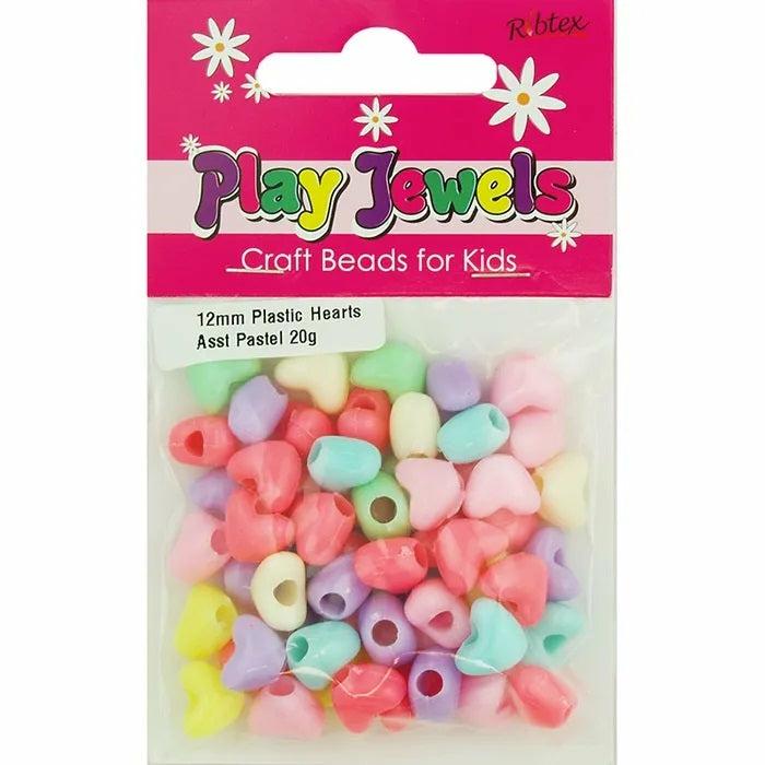 Plastic Beads |   12Mm Pastel Colours Plastic Heart Shape Beads Jewellery Making Supplies Plastic Beads