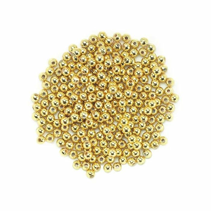 Plastic Beads |   4Mm Gold Round Plastic Beads Jewellery Making Supplies Plastic Beads