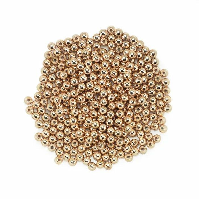 Plastic Beads |   4Mm Rose Gold Round Plastic Beads Jewellery Making Supplies Plastic Beads