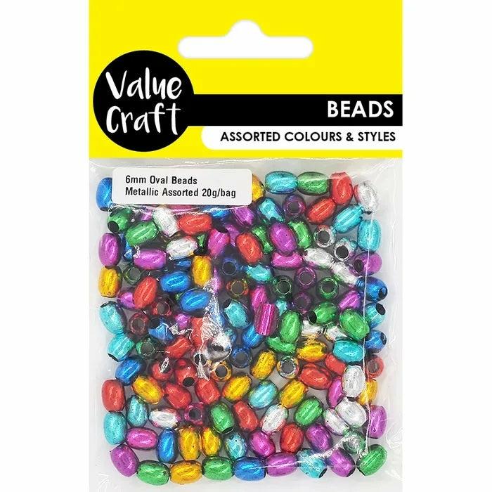 Plastic Beads |   6Mm Bright Metallic Oval Beads Beads Beads