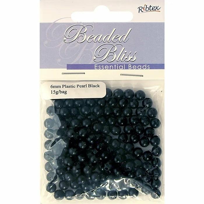 Plastic Beads |   6Mm Plastic Pearl Beads (Available In 3 Colours) Jewellery Making Supplies Black