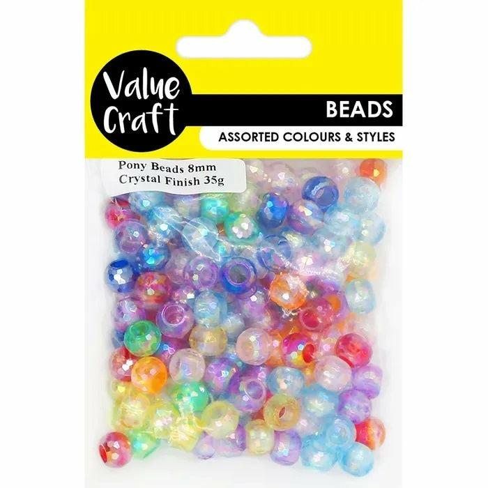 Plastic Beads |   8Mm Crystal Finish Pony Beads Beads Beads